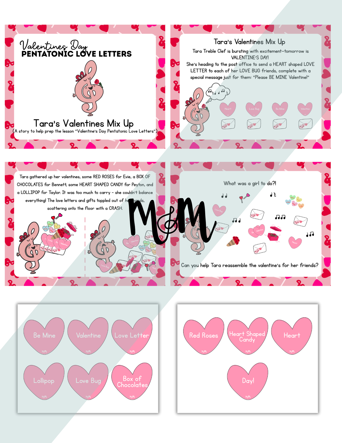 Valentines Day Pentatonic Love Letters | Orff Instrument Rhythm and Melody Activity | Tara’s Treble Clef Story & Lesson DIGITAL DOWNLOAD