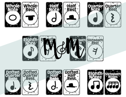 Concert Black: Note Values Posters DIGITAL DOWNLOAD