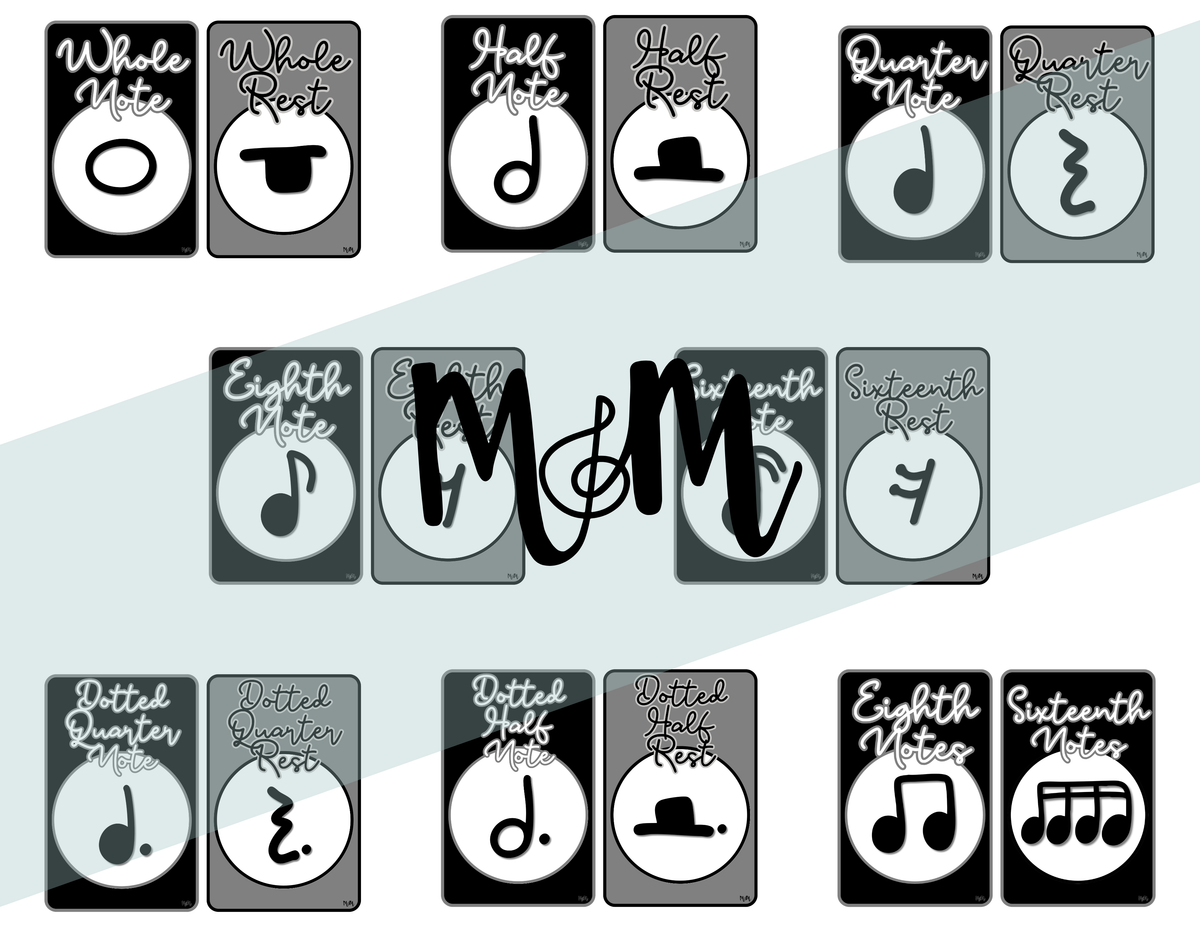 Concert Black: Note Values Posters DIGITAL DOWNLOAD