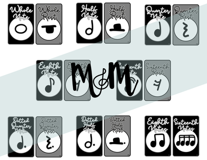 Concert Black: Note Values Posters DIGITAL DOWNLOAD