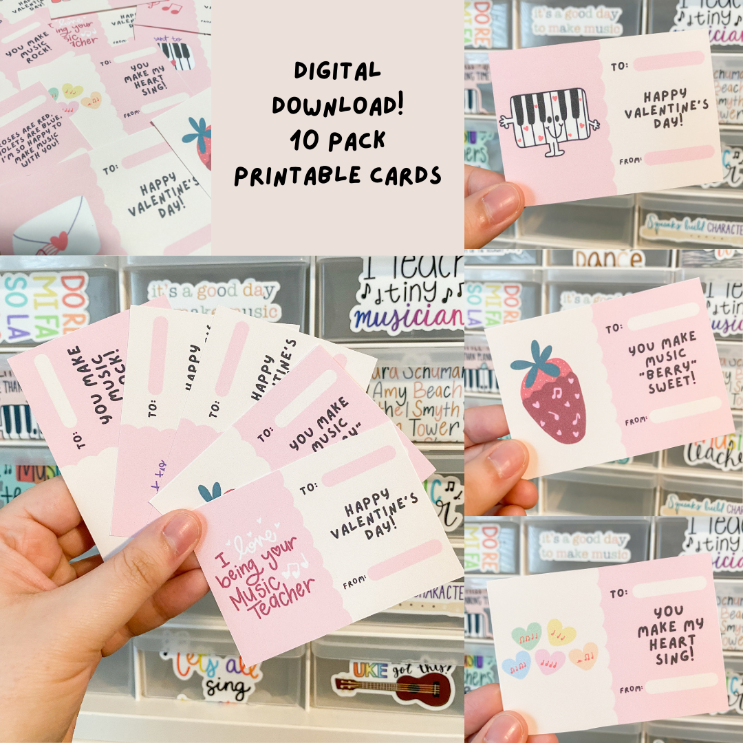 Musical Valentine Card Pack (Small Version) DIGITAL DOWNLOAD