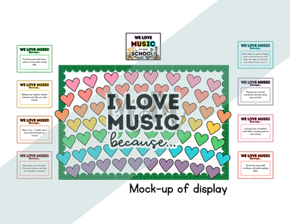 I Love Music Because | Music Ed Matters Bulletin Board and Writing Activity DIGITAL DOWNLOAD