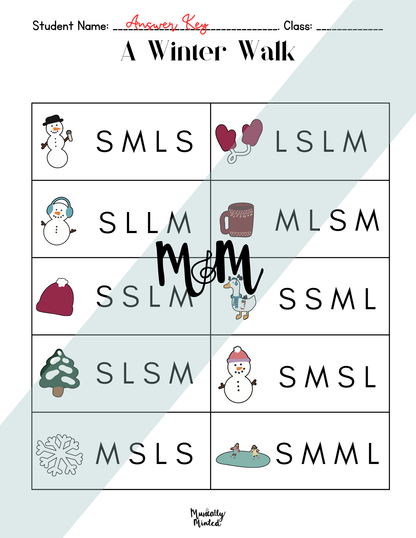 Winter Fun Write the Room | Solfege Level 1 | Sol-Mi Printable Activity DIGITAL DOWNLOAD