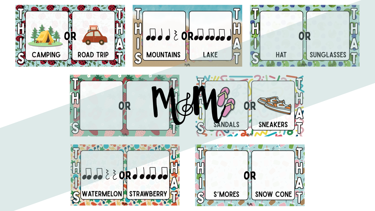 Summer Rhythm Fun: This or That Google Slides | Music Class Activity DIGITAL DOWNLOAD
