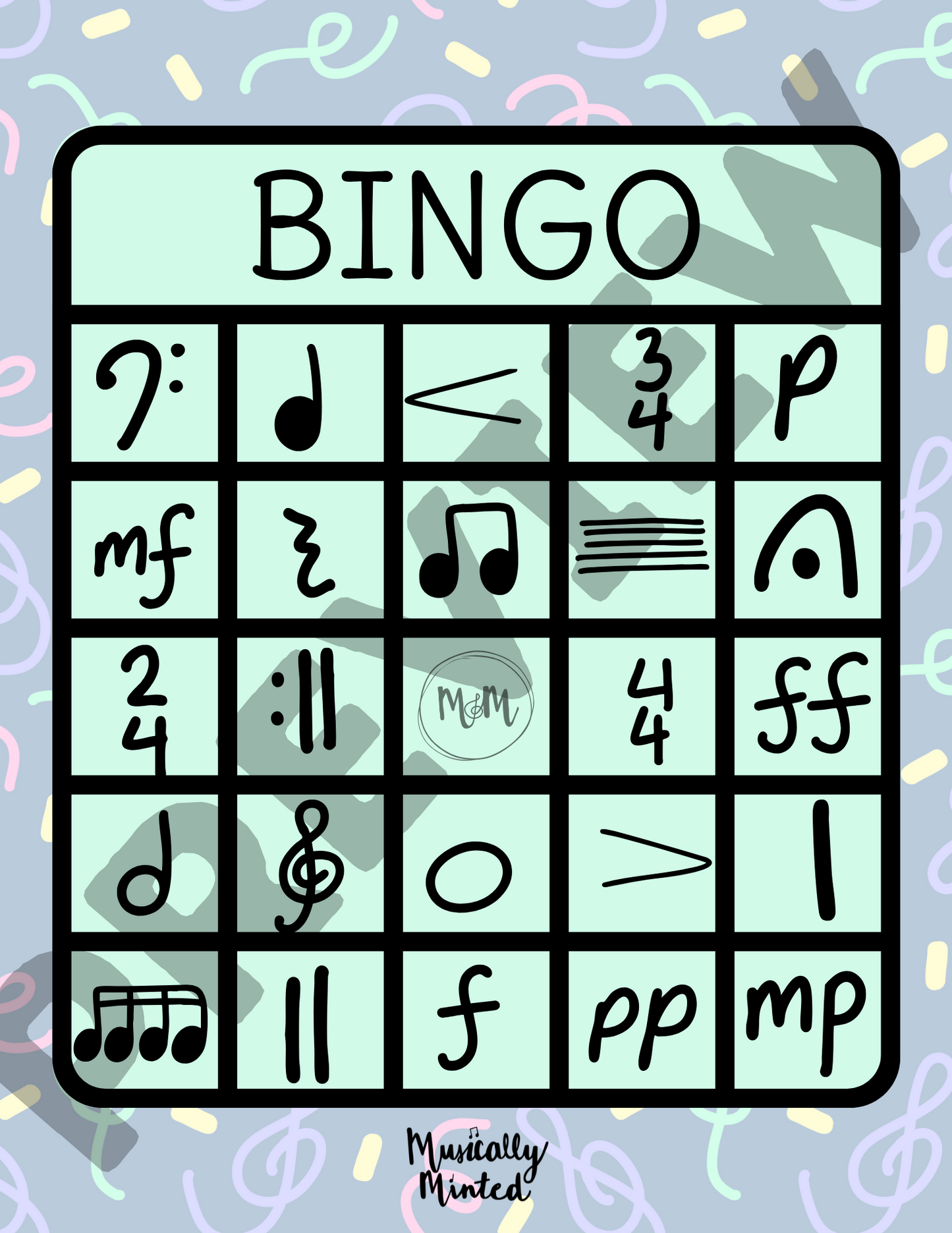 Musically Minted: Music Symbol Bingo | Student Music Bingo Cards | Class Games DIGITAL DOWNLOAD