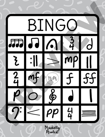 Musically Minted: Music Symbol Bingo | Student Music Bingo Cards | Class Games DIGITAL DOWNLOAD