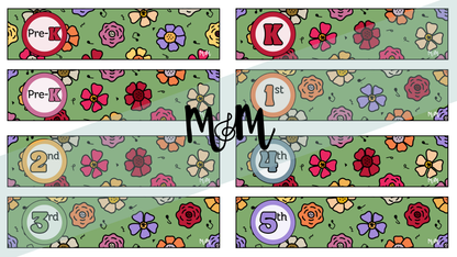 Spring Garden: Grade Level Labels DIGITAL DOWNLOAD
