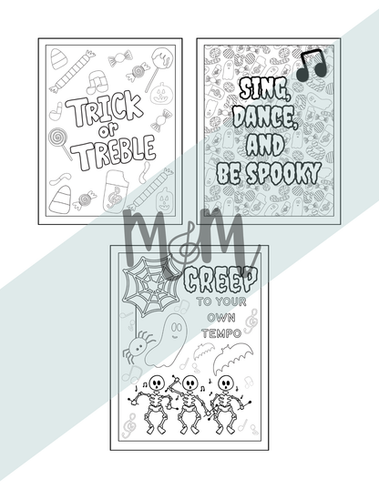 Spooky Music Coloring Sheets | Printable Music Class Coloring Activity DIGITAL DOWNLOAD