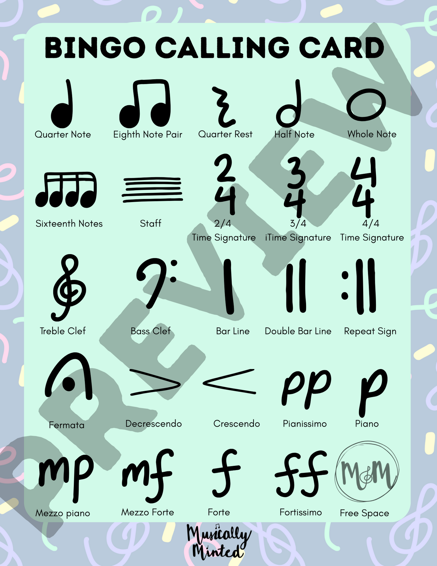 Musically Minted: Music Symbol Bingo | Student Music Bingo Cards | Class Games DIGITAL DOWNLOAD