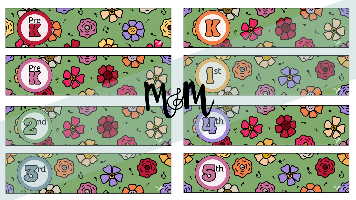 Spring Garden: Grade Level Labels DIGITAL DOWNLOAD