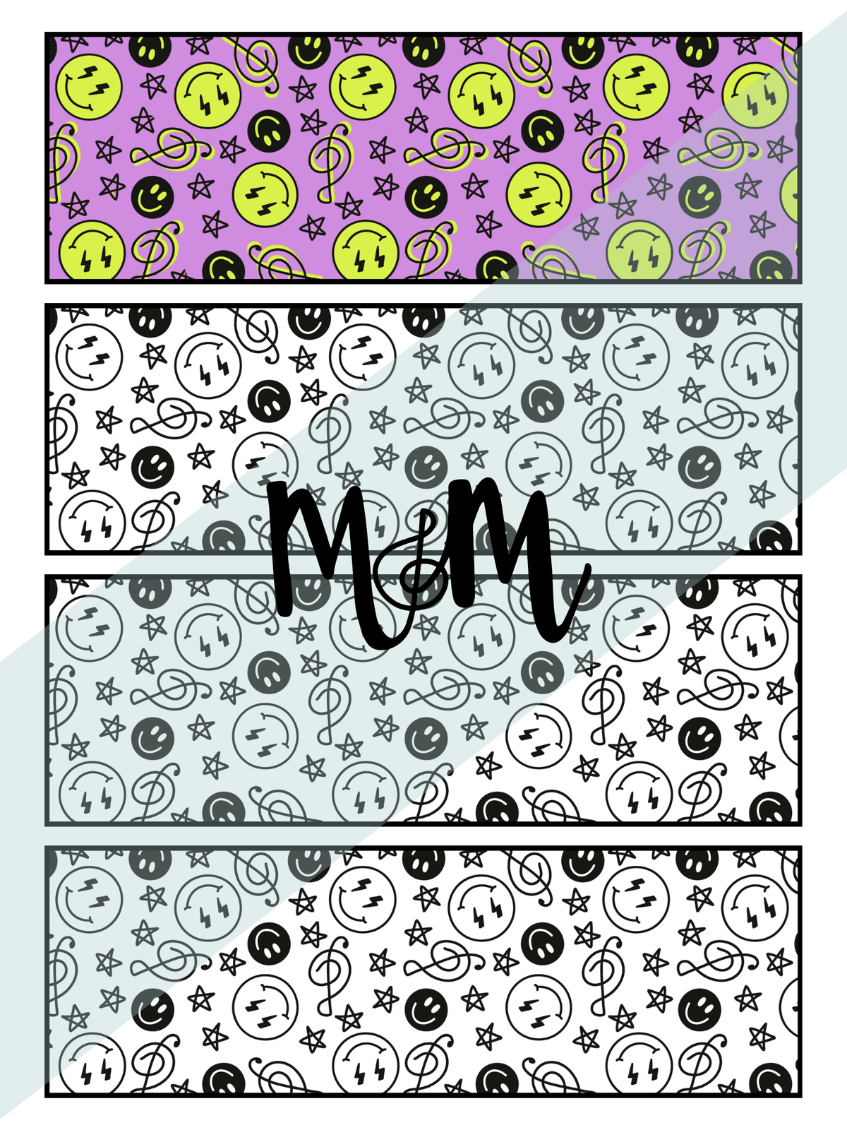 Retro Brights Printable Music Bookmarks | Printable Coloring Activity DIGITAL DOWNLOAD