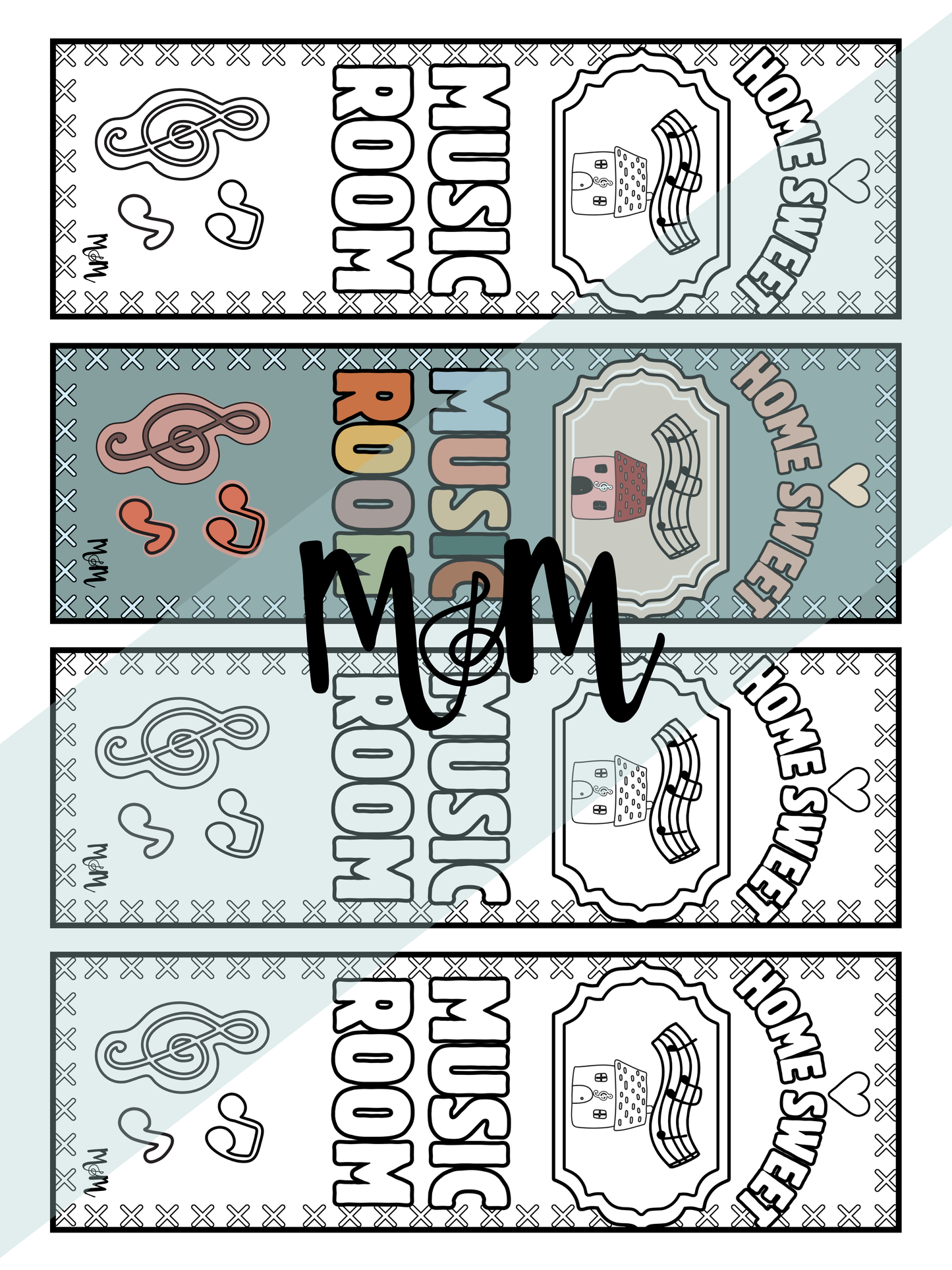 Home Sweet Music Room | Music Bookmarks | Printable Coloring Activity DIGITAL DOWNLOAD