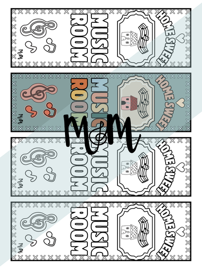 Home Sweet Music Room | Music Bookmarks | Printable Coloring Activity DIGITAL DOWNLOAD
