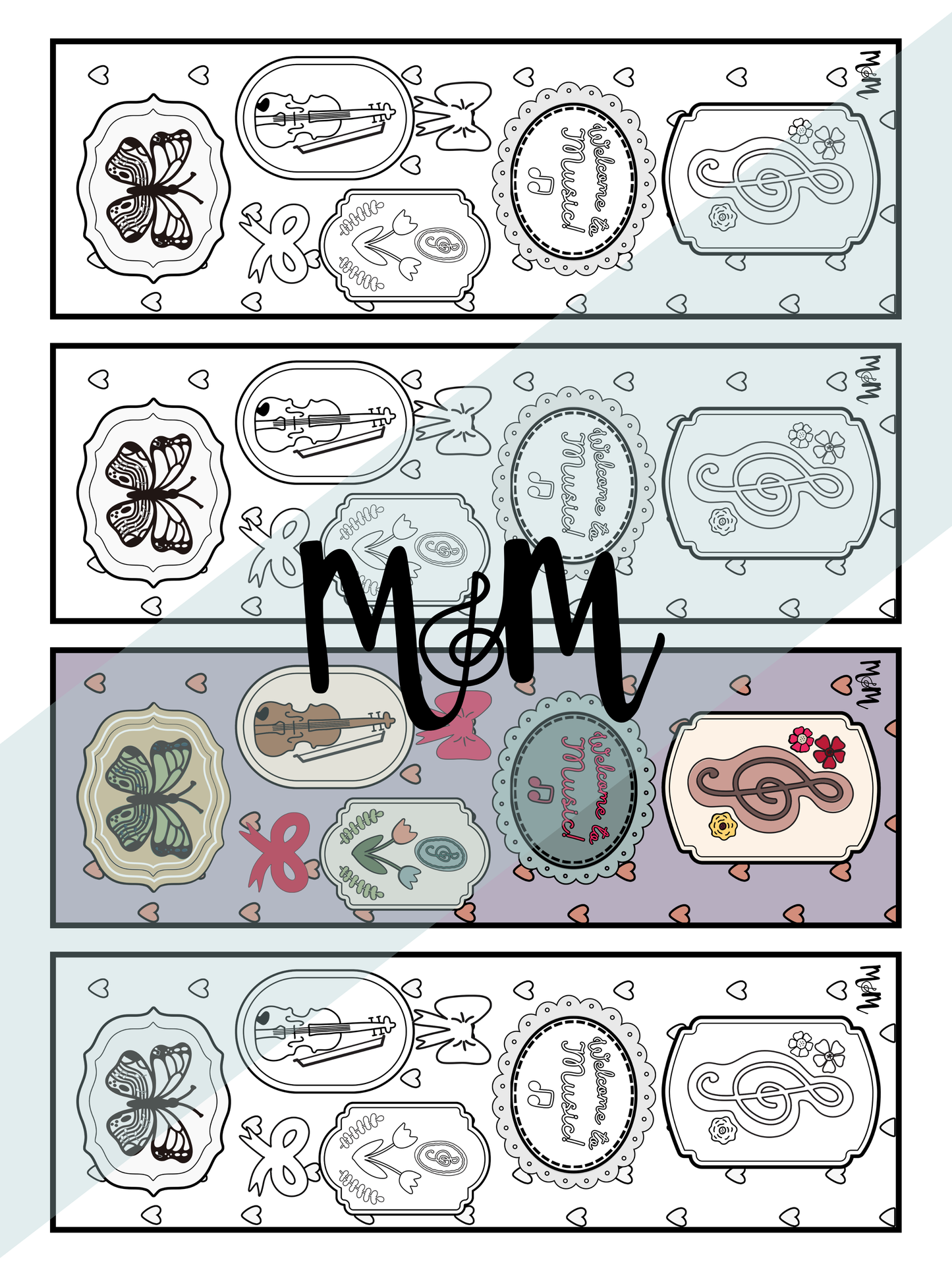 Home Sweet Music Room | Music Bookmarks | Printable Coloring Activity DIGITAL DOWNLOAD