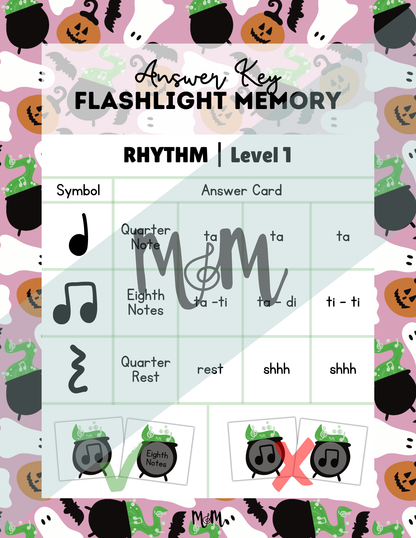 Pumpkin Potions Flashlight Memory Game | Rhythm Level 1 | Fall Music Activity DIGITAL DOWNLOAD