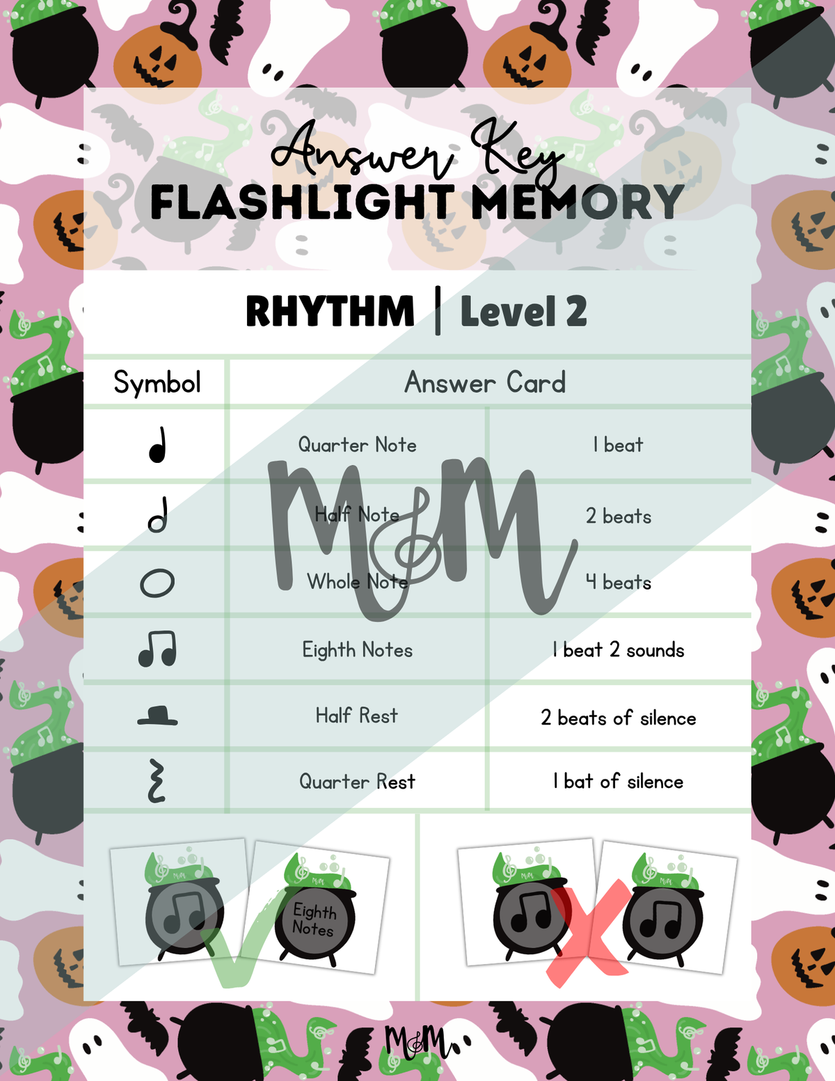 Pumpkin Potions Flashlight Memory Game | Rhythm Level 2 | Fall Music Activity DIGITAL DOWNLOAD