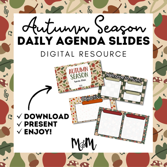 Autumn Season Daily Agenda Slides | Music Classroom DIGITAL RESOURCE