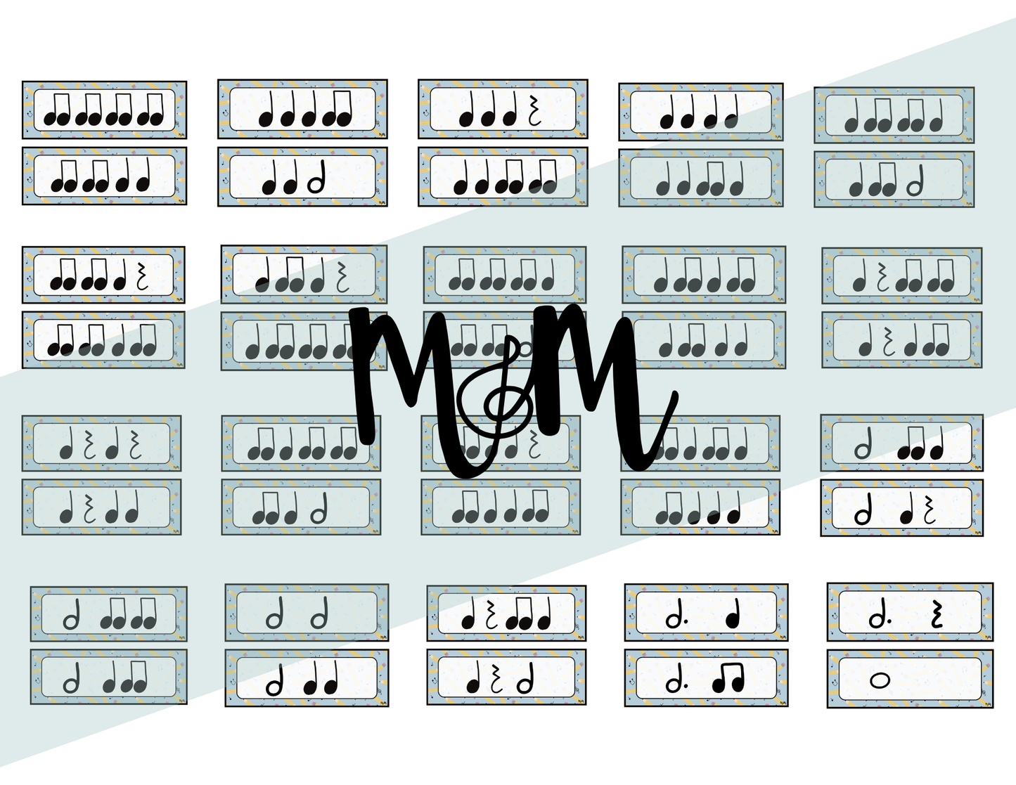 Back to School Themed Rhythm Cards | Music Classroom Decor DIGITAL DOWNLOAD