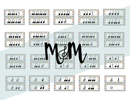 Back to School Themed Rhythm Cards | Music Classroom Decor DIGITAL DOWNLOAD