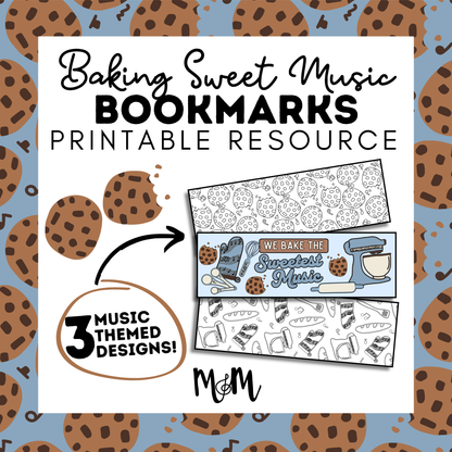 Baking Sweet Music | Music Bookmarks | Printable Coloring Activity DIGITAL DOWNLOAD