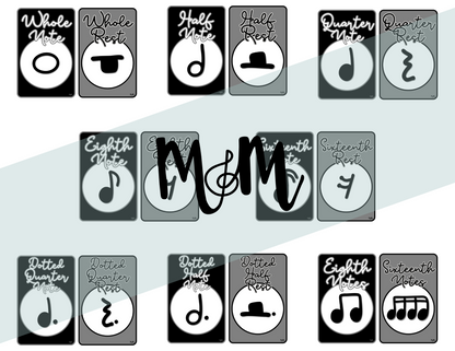 Concert Black: Note Values Posters DIGITAL DOWNLOAD