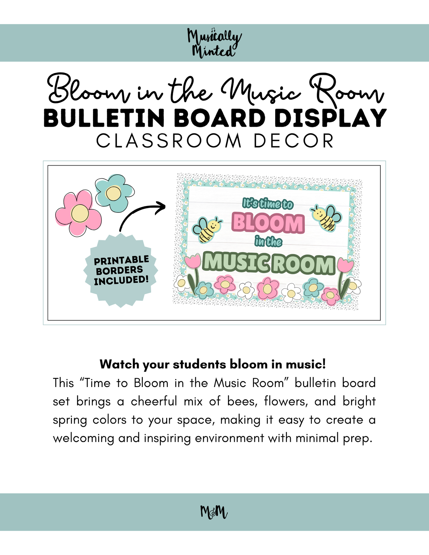 It's Time to Bloom in the Music Room Bulletin Board Set | Music Classroom Decor DIGITAL DOWNLOAD
