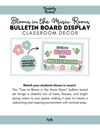 It's Time to Bloom in the Music Room Bulletin Board Set | Music Classroom Decor DIGITAL DOWNLOAD