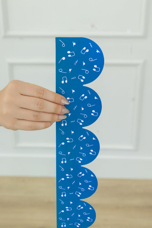 Blue Music Notes Scallop Bulletin Board Border