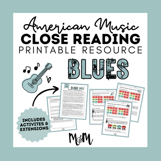 Blues | Close Reading, Listening Activity & 12 Bar Blues Musical Connection | Unit | DIGITAL DOWNLOAD