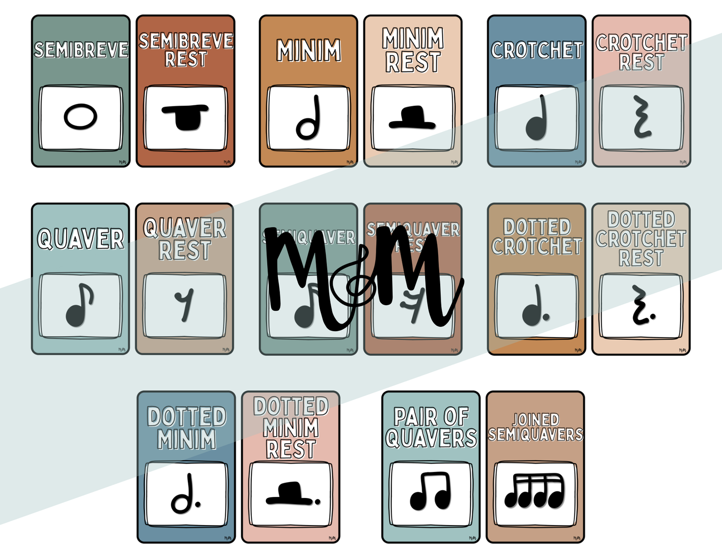 Boho Neutral: UK Note Values Posters | UK Music Terms | Music Classroom Decor
