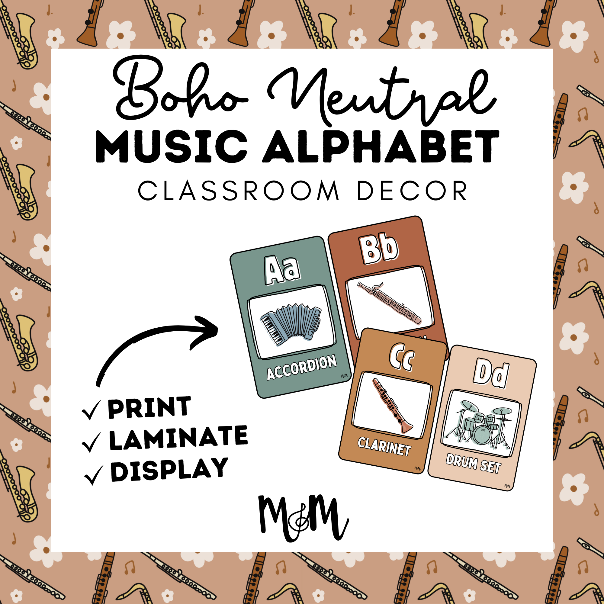 Boho Neutral: Music Alphabet DIGITAL DOWNLOAD – Musically Minted