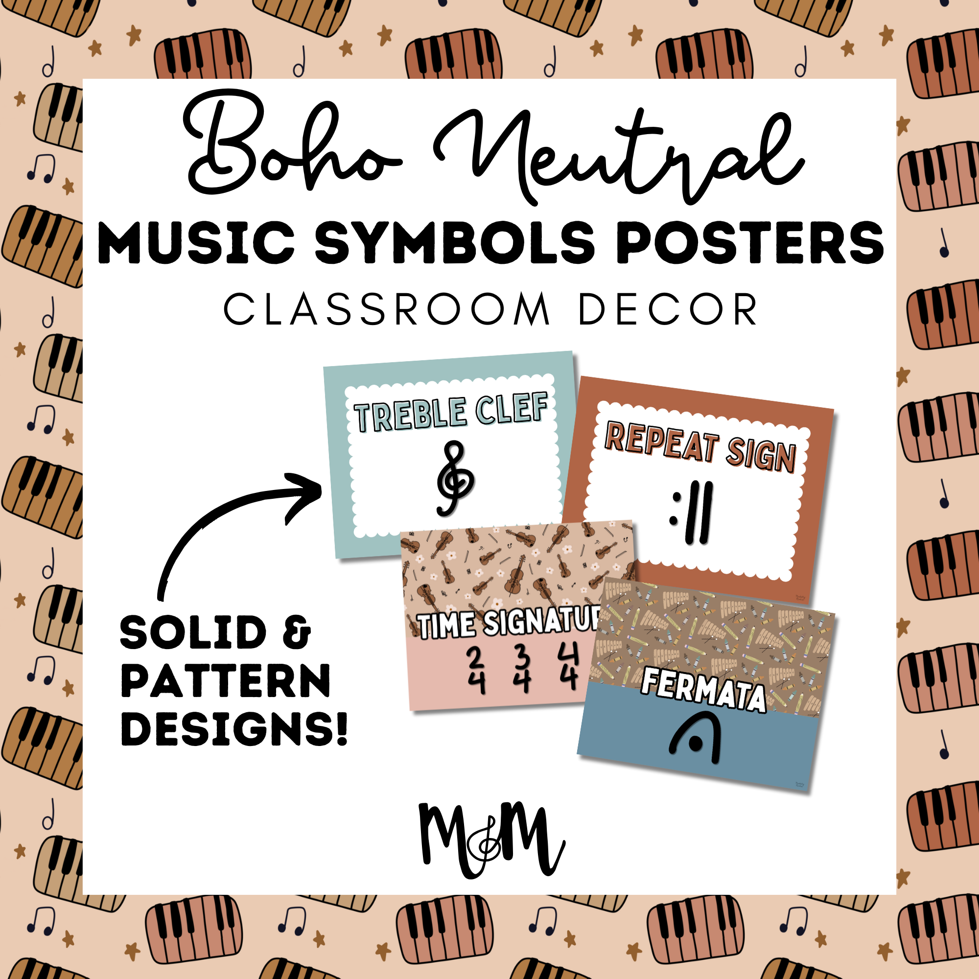 Boho Neutral: Music Symbols Posters DIGITAL DOWNLOAD – Musically Minted