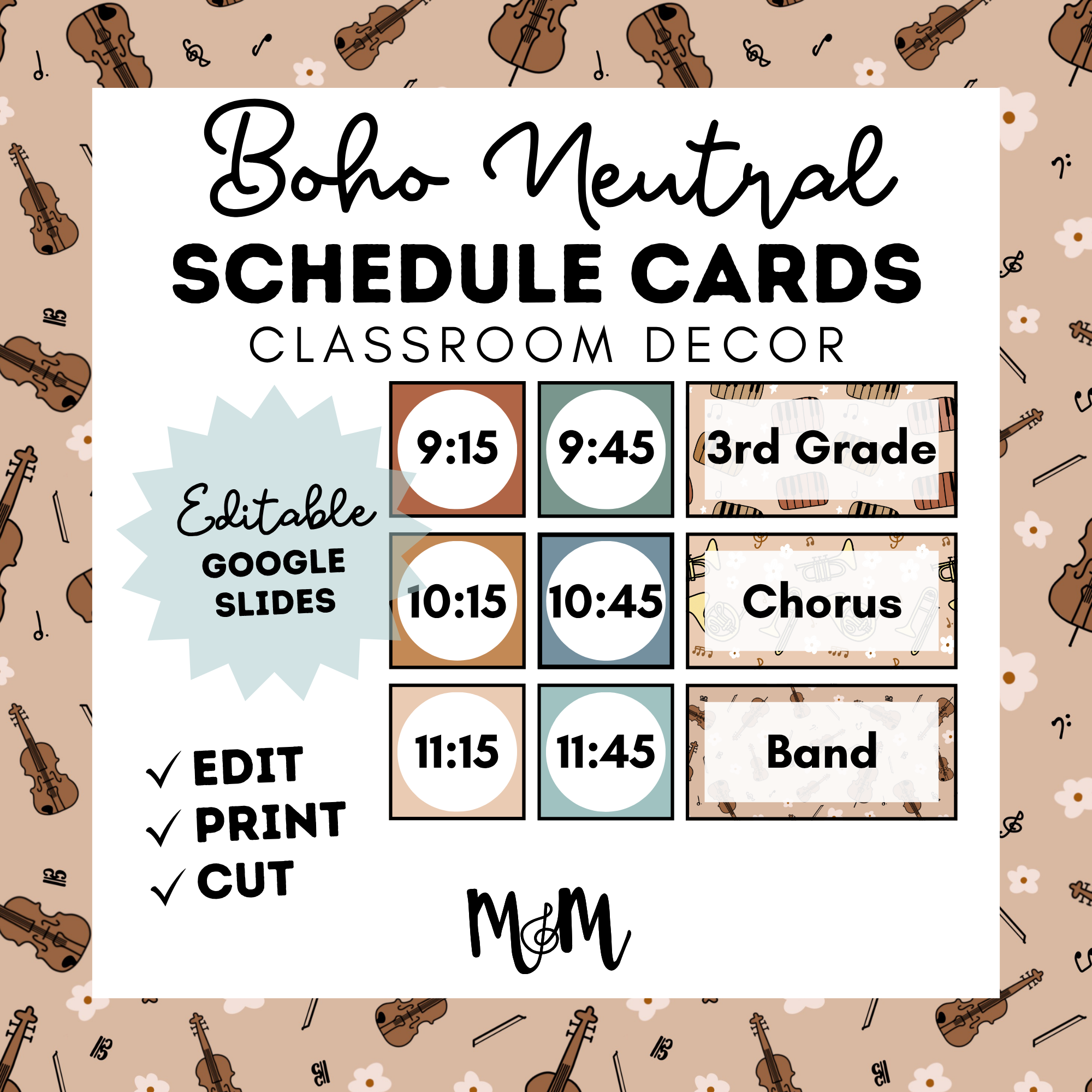 Boho Neutral Pocket Chart Schedule Cards DIGITAL DOWNLOAD Musically boho-neutral-pocket-chart-schedule-cards-digital-download-musically