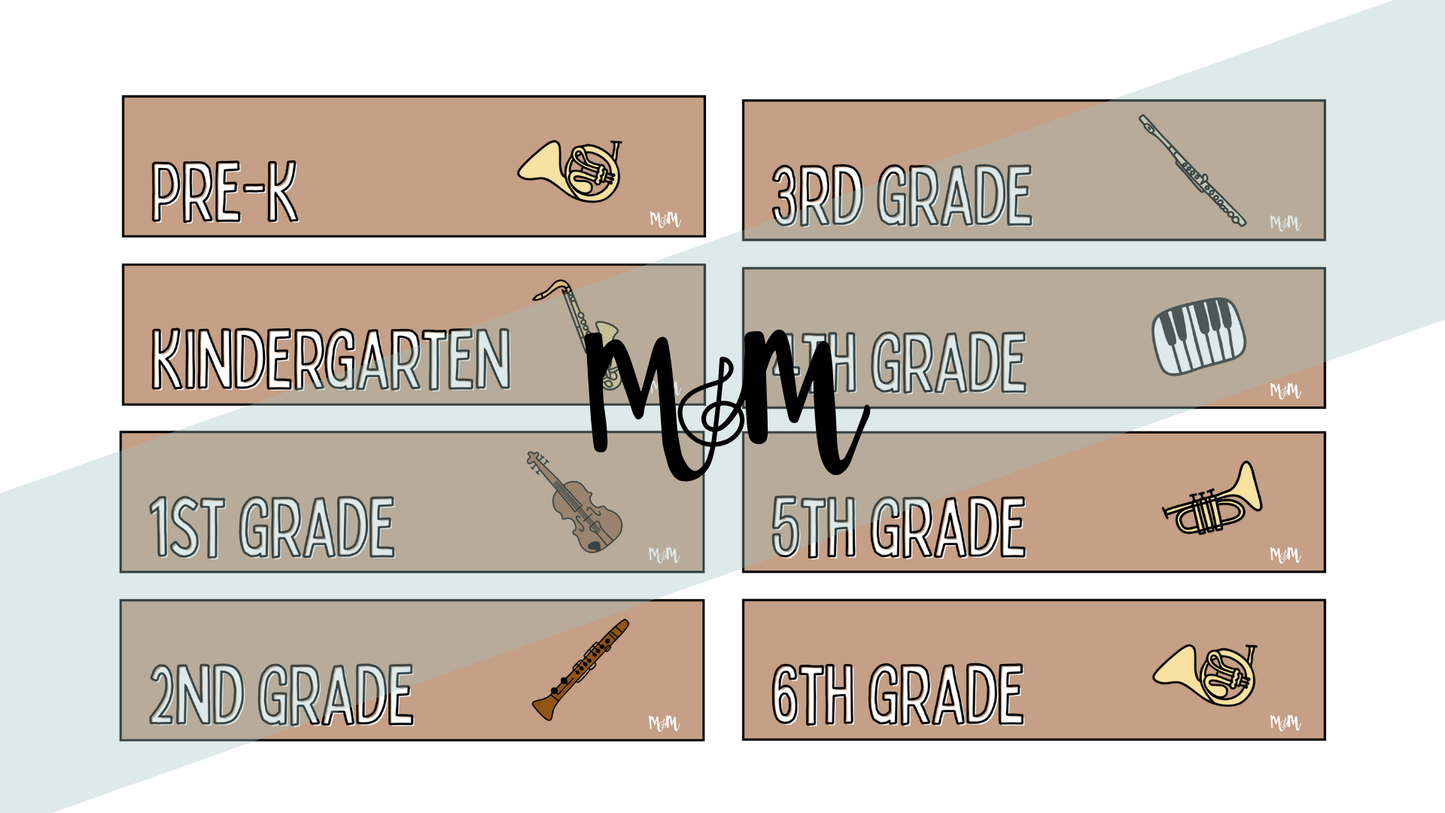 Boho Neutral: Grade Level Labels DIGITAL DOWNLOAD