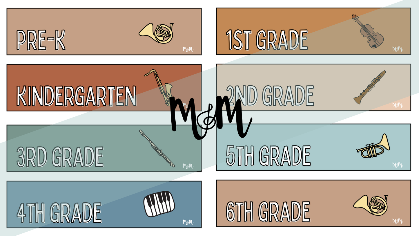 Boho Neutral: Grade Level Labels DIGITAL DOWNLOAD