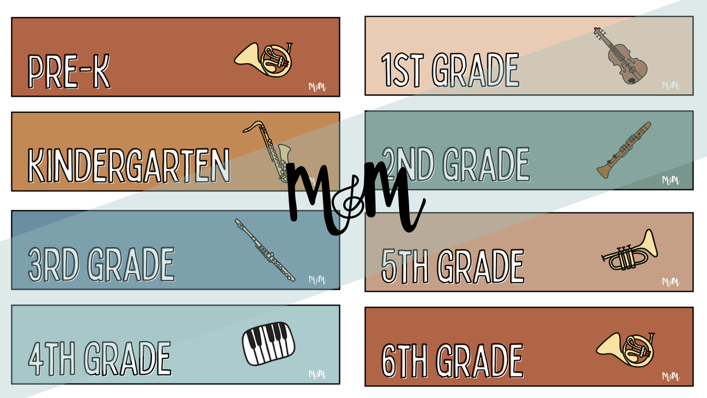 Boho Neutral: Grade Level Labels DIGITAL DOWNLOAD