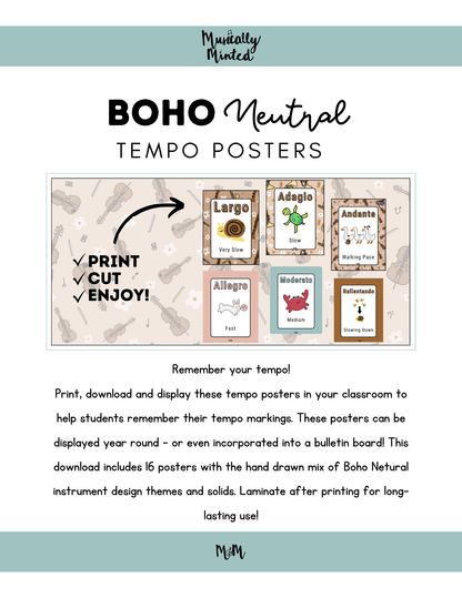 Boho Neutral: Tempo Posters DIGITAL DOWNLOAD
