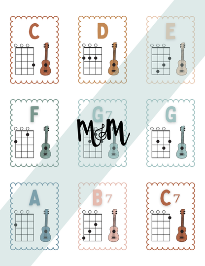 Boho Neutral: Ukulele Chord Posters DIGITAL DOWNLOAD