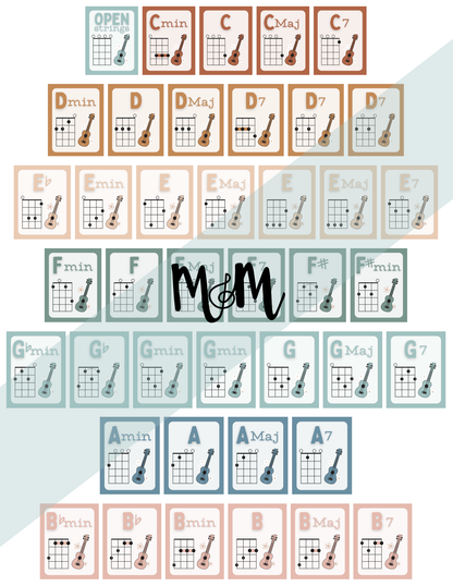 Boho Neutral: Ukulele Chord Posters DIGITAL DOWNLOAD