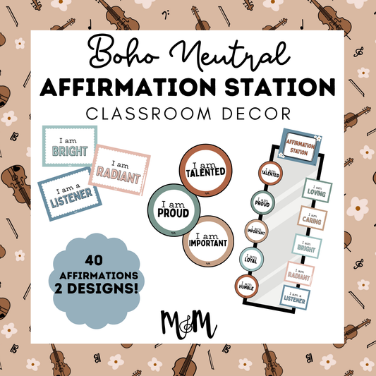 Boho Neutral: Affirmation Station | Music Classroom Decor