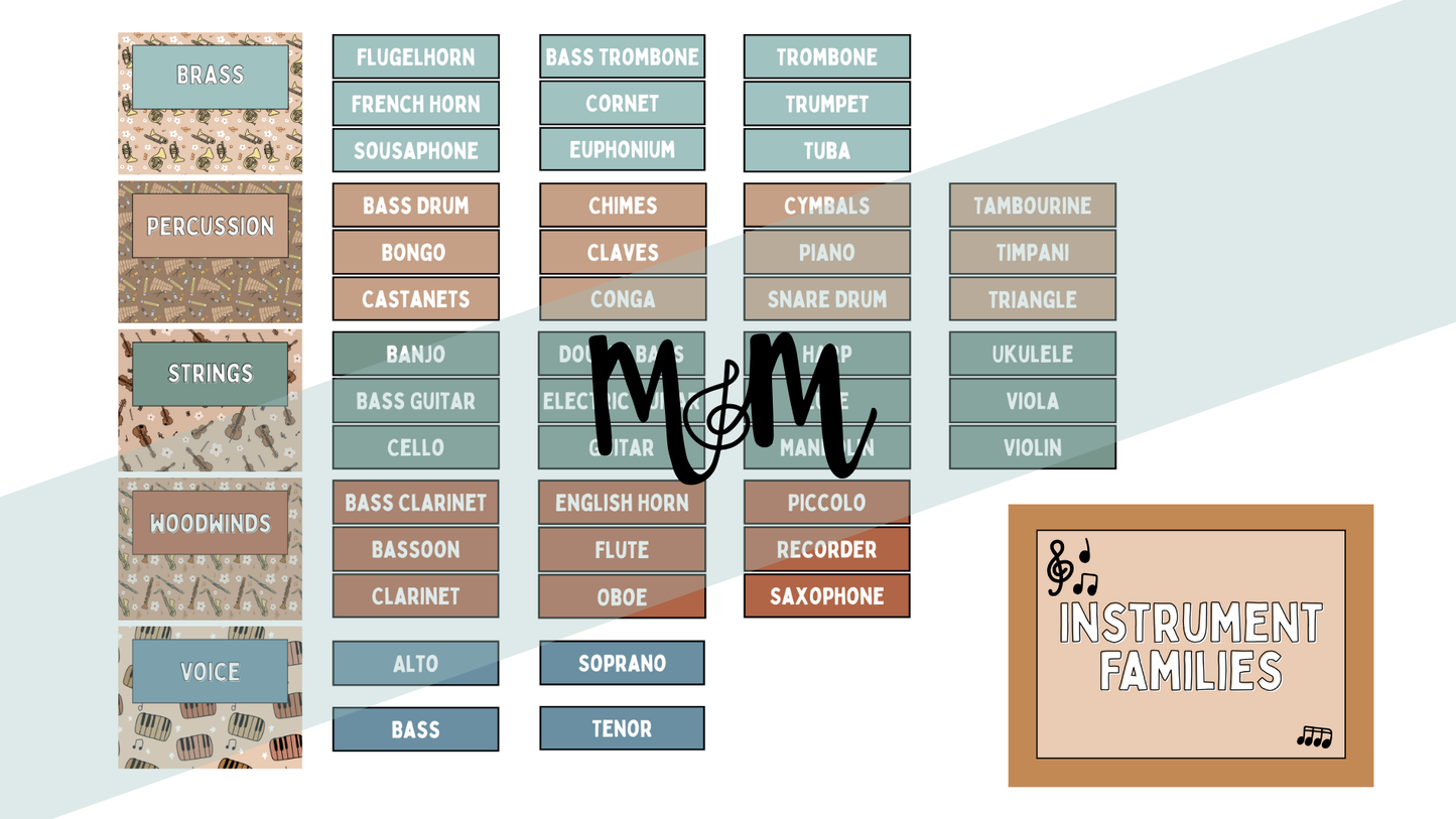 Boho Neutral: Instrument Families Posters DIGITAL DOWNLOAD