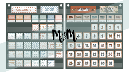 Boho Neutral: Pocket Chart Calendar DIGITAL DOWNLOAD