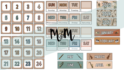 Boho Neutral: Pocket Chart Calendar DIGITAL DOWNLOAD