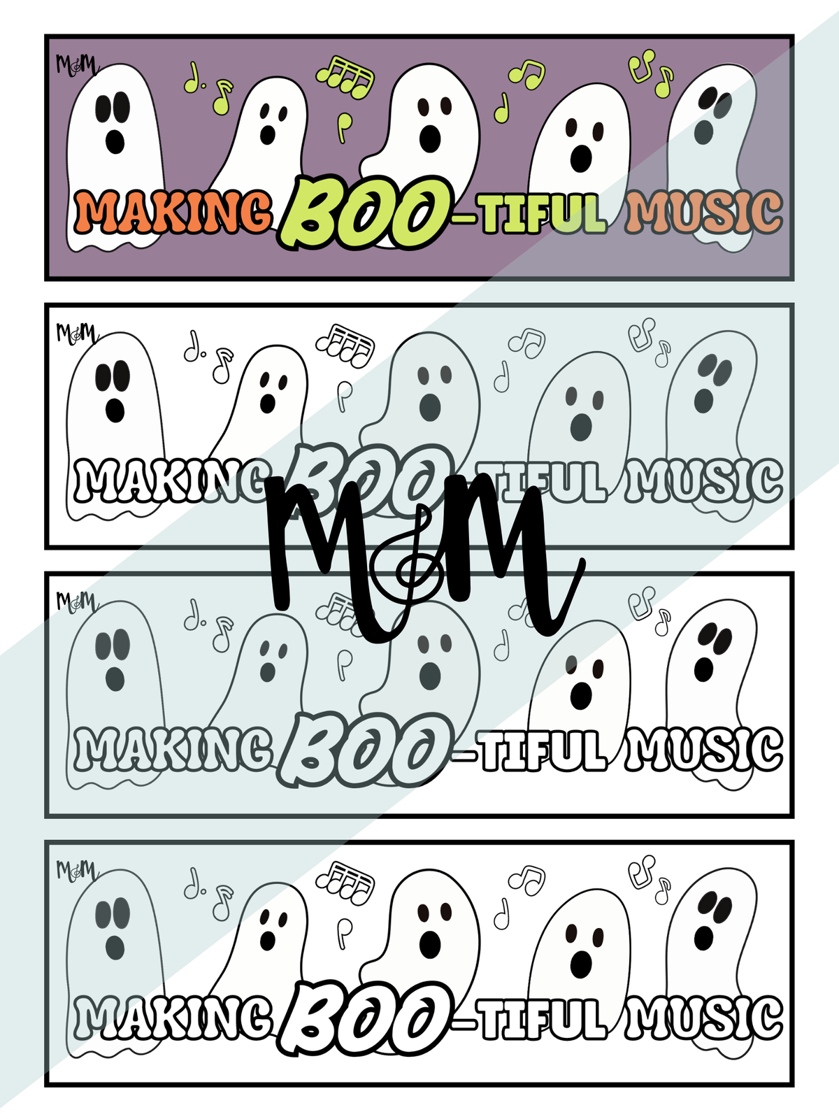 Boo-tiful Music | Halloween Music Bookmarks | Printable Coloring Activity DIGITAL DOWNLOAD
