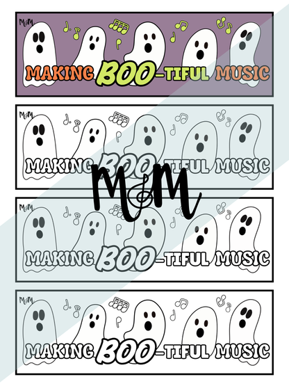 Boo-tiful Music | Halloween Music Bookmarks | Printable Coloring Activity DIGITAL DOWNLOAD