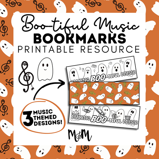 Boo-tiful Music | Halloween Music Bookmarks | Printable Coloring Activity DIGITAL DOWNLOAD