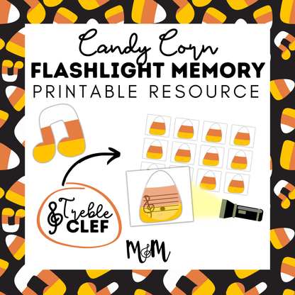 Candy Corn Flashlight Memory Game | Treble Clef | Fall Music Activity DIGITAL DOWNLOAD