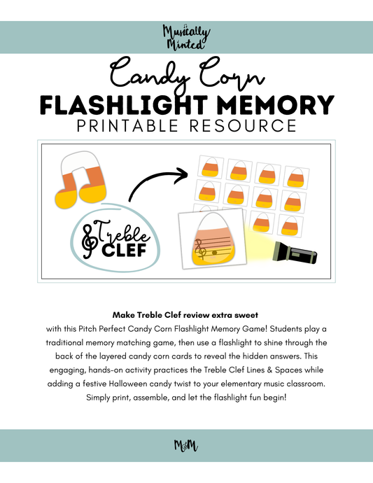 Candy Corn Flashlight Memory Game | Treble Clef | Fall Music Activity DIGITAL DOWNLOAD