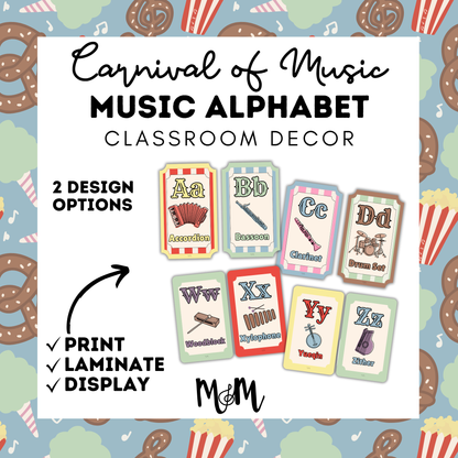 Carnival of Music: Music Alphabet | Music Classroom Decor