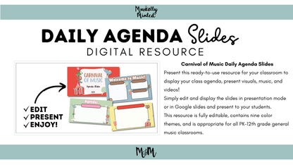 Carnival of Music: Daily Agenda Slides | Music Classroom Digital Resource
